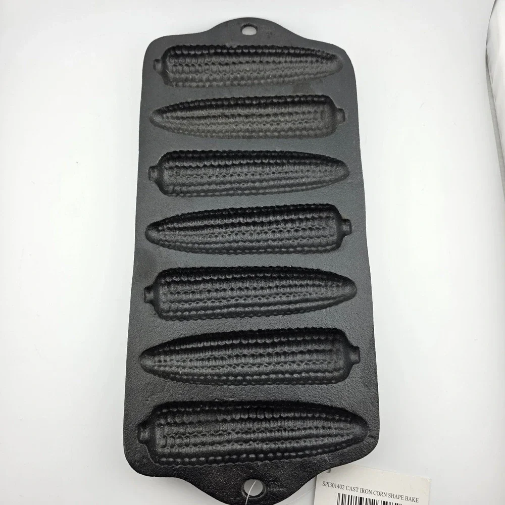 SVI Tacoma Cast Iron Corn Shape Bake Pan 7 Slot Black NWT Rustic Country Kitchen